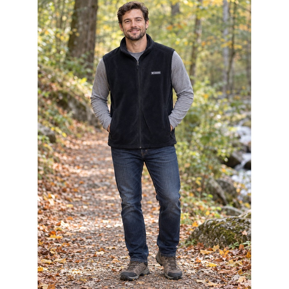 Columbia Steens Mountain Fleece Vest Mens XL Black Full Zip AM1535-010 NEW